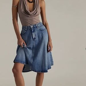 We The Free Blue A-Line Denim Skirt
